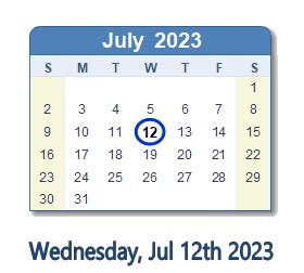 July 12, 2023 (Wednesday) .